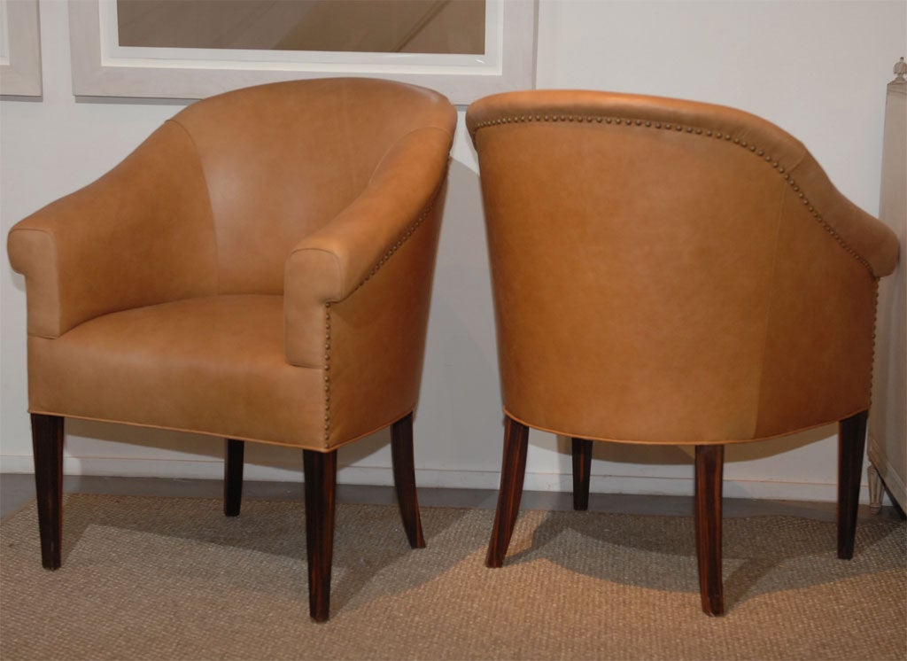 Pair of English Barrel Chairs For Sale 2