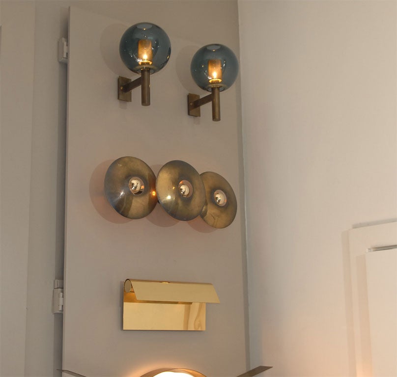 Pair of beautiful sconces with natural patina, re wired for US.