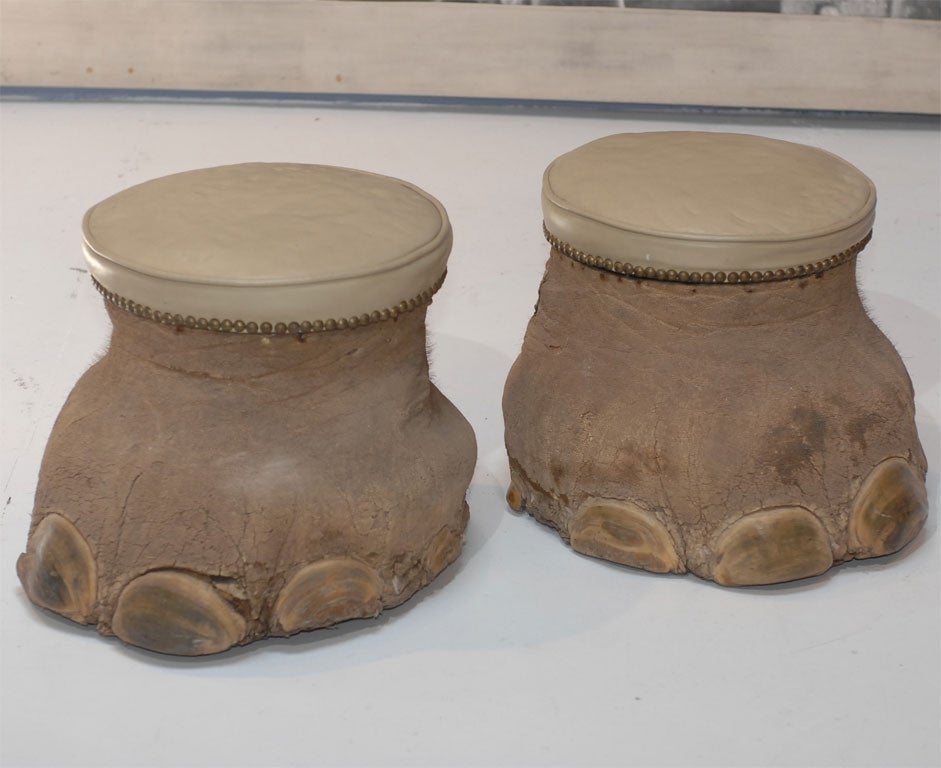 African Pair of Vintage Elephant Feet Stools