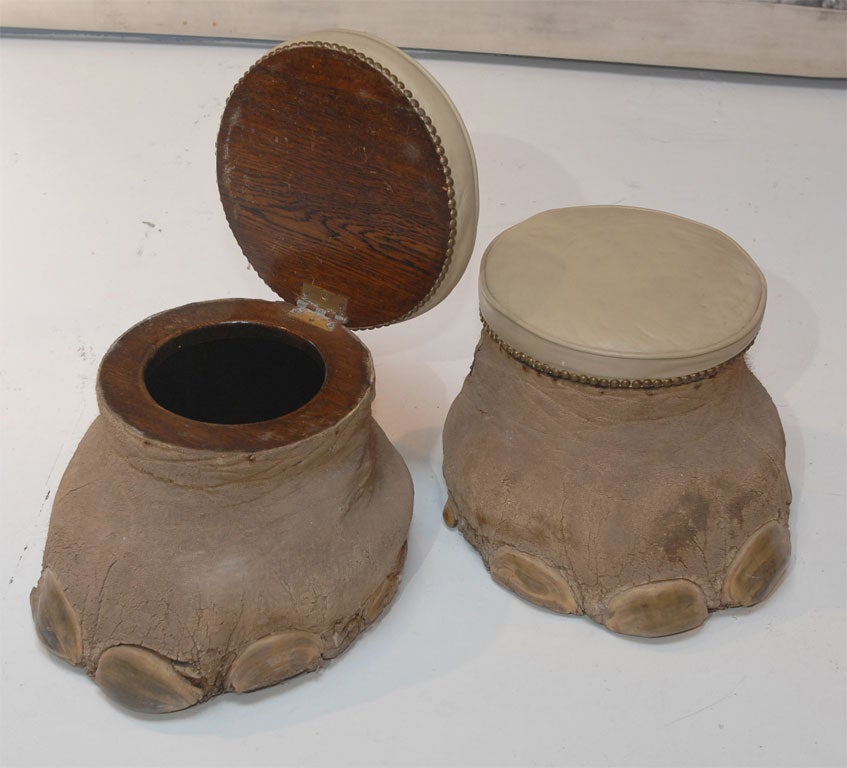 Pair of Vintage Elephant Feet Stools 1