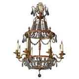 A Magnificent Pair of 1950’s Bronze and Crystal Chandeliers