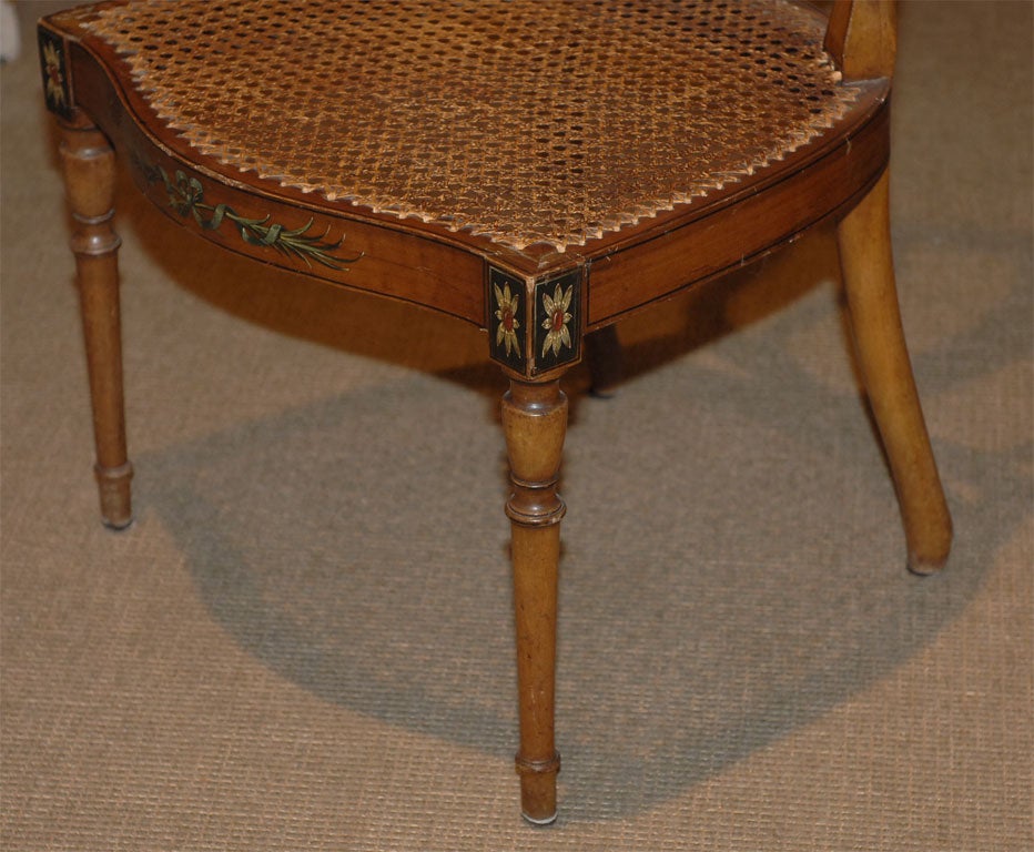A Pair of English Hepplewhite Style Painted Fruitwood Chairs