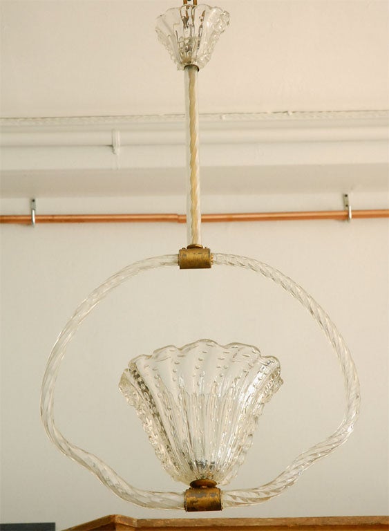 Clear Murano Bubble Glass Hanging Light by Barovier & Toso.
