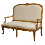 19th C.Gilded Louis XV/Louis XVI Transitional  Style Canape