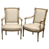 Pair of 19th Century Louis XVI Style Arm Chairs