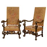 Pair of 19th Century Italian armchairs with tapestry