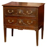 19th Century Carved Italian Petite 2 Drawer Commode of Walnut