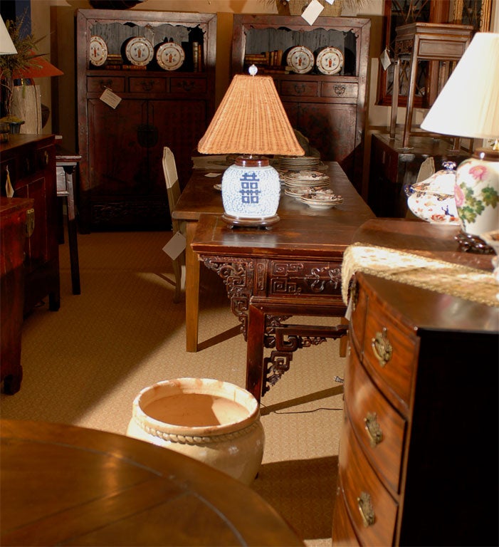 19th Century Blue and White Porcelain  "Double Happiness" Lamp