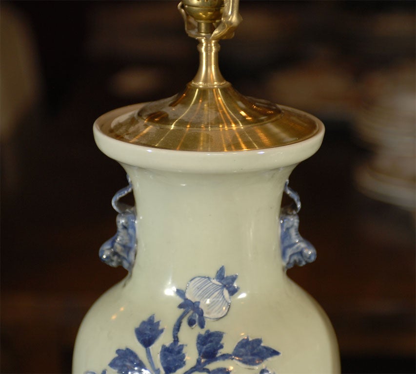 Antique Celadon Vase made into a lamp 4