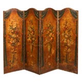 19th Century French Painted Leather Screen