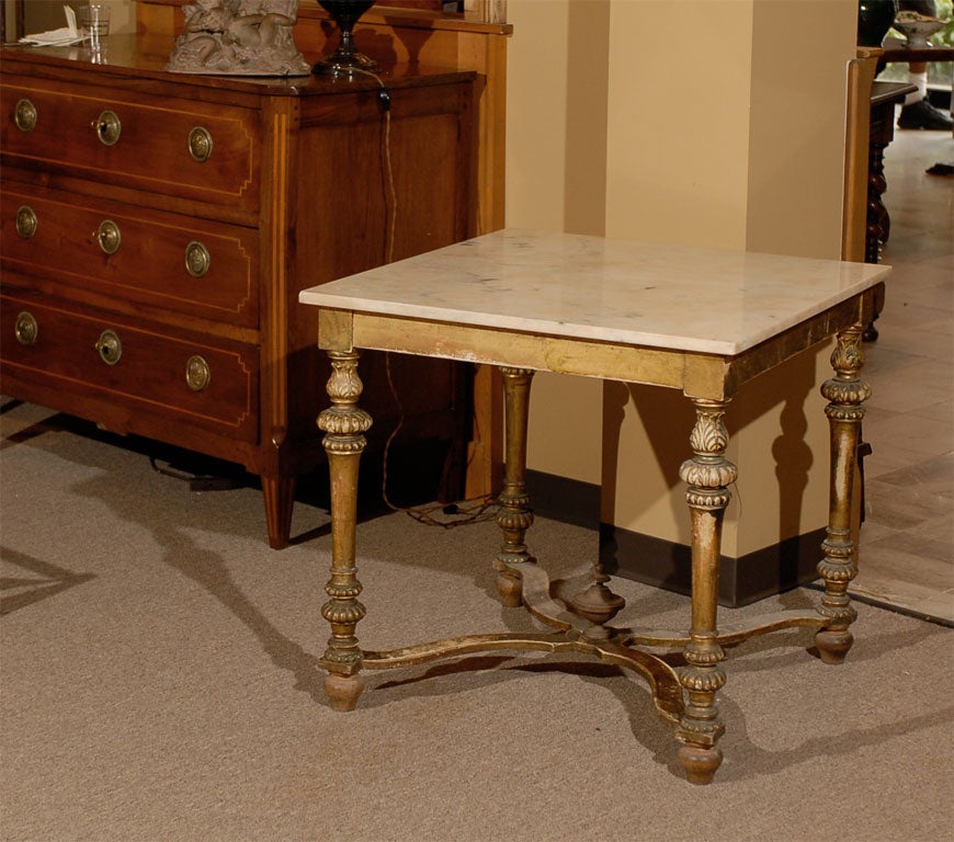 French Gilt Table with Onyx  Top