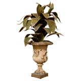 19thC CONTINENTAL URN WITH TOLE LEAVES