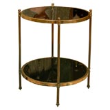 Vintage ROUND 2-TIERED BLACK MARBLE TABLE IN STYLE OF BAGUES