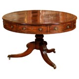 Regency Mahogany Drum Table with Leather, England ca. 1810