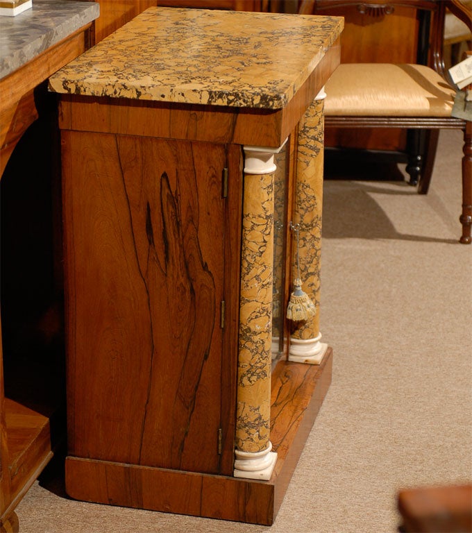 Glass Regency Side Cabinet in Rosewood with Scagliola Top ca. 1810-20 For Sale