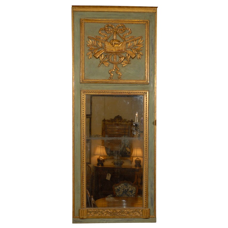 Louis XVI Painted and Parcel Gilt Trumeau, France