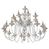 MId-Century White Painted and Brass Chandelier 6