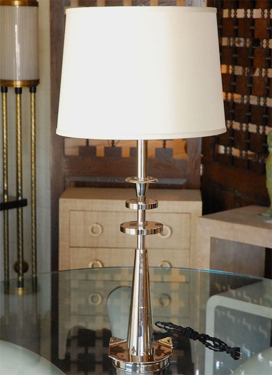 Pair of Nickel Parzinger Style Lamps