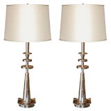 Pair of Nickel Parzinger Style Lamps