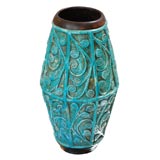 Vintage Teal Arabesque Vase