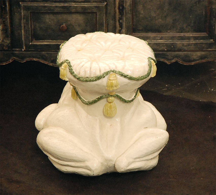 Vintage Italian Ceramic Frog Garden Stool 5