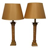 Pair of Faux Marbre Lamps