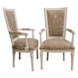 Pair of White Lacquered 60's Empire Chairs