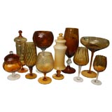 Vintage Amber Grouping of 60's Italian Glass