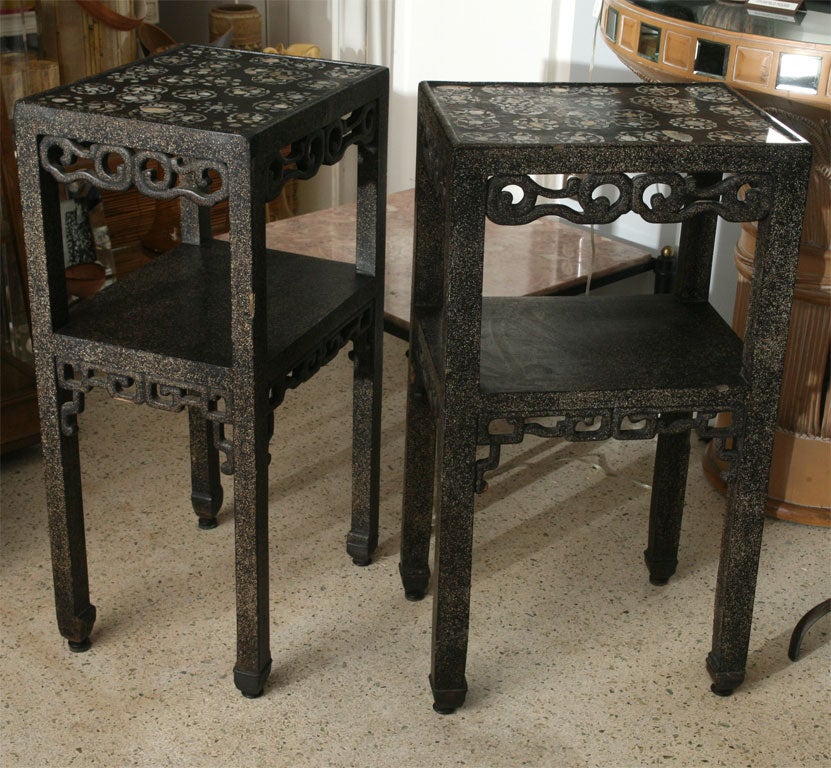 19th Century Vintage Chinese Mother-of Pearl Inlaid Lacquered Tables