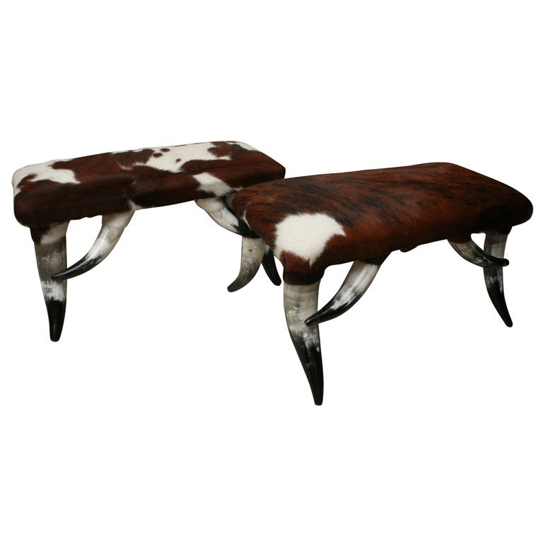 Pair of Horn Benches