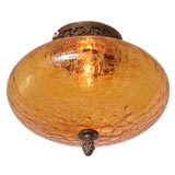 1940'S PLAFFONIER IN AMBER CRACKLE GLASS