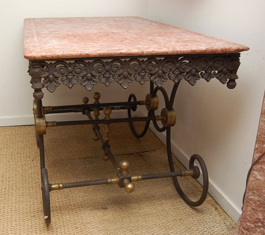 French Marble-Topped Iron Pastry Bakers Table 4