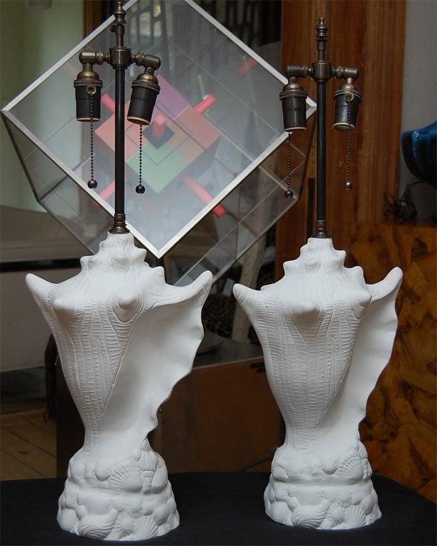 Mid-20th Century PAIR OF CONCH SHELL DESIGN TABLE LAMPS