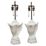 PAIR OF CONCH SHELL DESIGN TABLE LAMPS