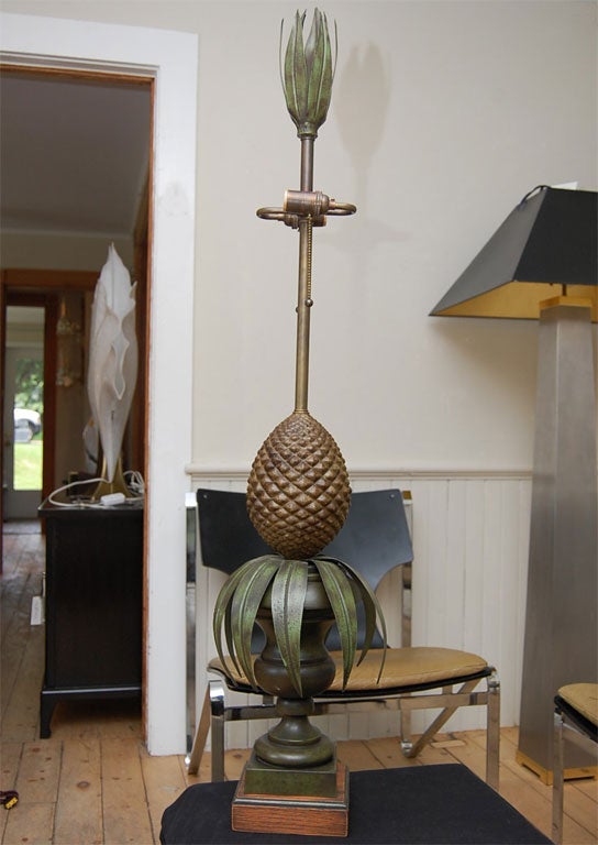 Metal Pair of Tole Pineapple lamps