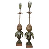 Pair of Tole Pineapple lamps