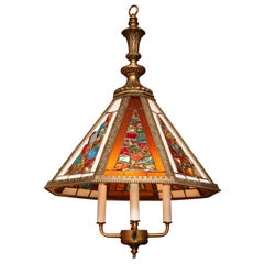 Regency Style Chandelier with Brutal Stained Glass