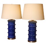 Cobalt Blue Murano Glass &  Nickel Lamps