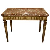 18th c Italian carved, painted and gilded console, Sicilian marble top