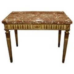 18th c Italian carved, painted and gilded console, Sicilian marble top 3