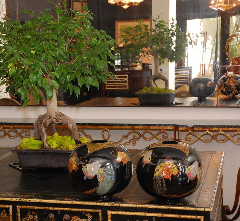 French Pair of Fish Vases in the style of Jean Dunand