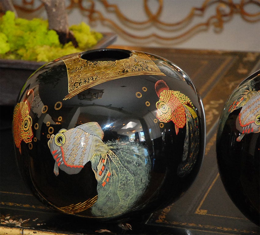 Copper Pair of Fish Vases in the style of Jean Dunand