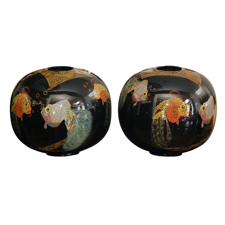 Pair of Fish Vases in the style of Jean Dunand