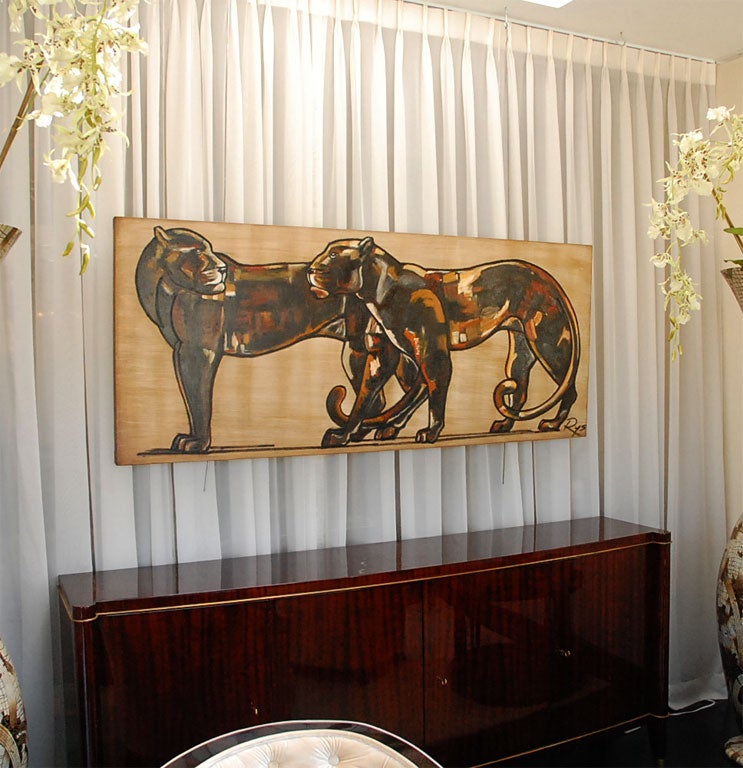 art deco panther painting