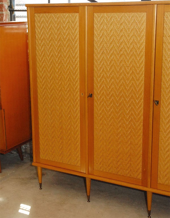 Mid-20th Century Unique 1950s  French Armoire with 2 Nightstands