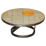 French Coffee Table with Ceramic Tiles Top.