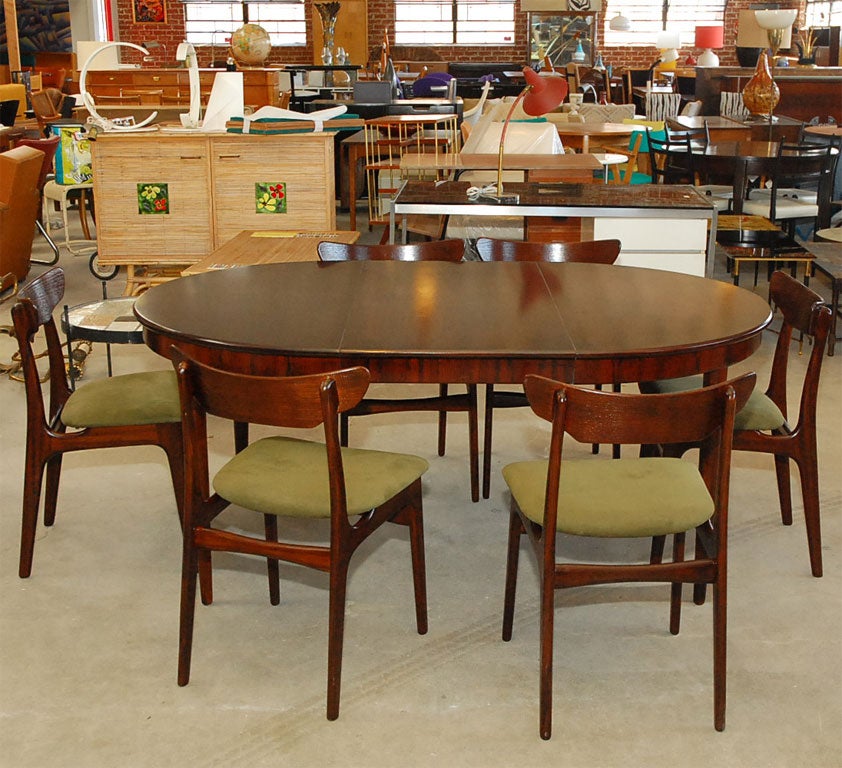 1950s Table with 6 Dining Chairs in the Manner of Hans Wegner
