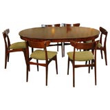 1950s Table with 6 Dining Chairs in the Manner of Hans Wegner