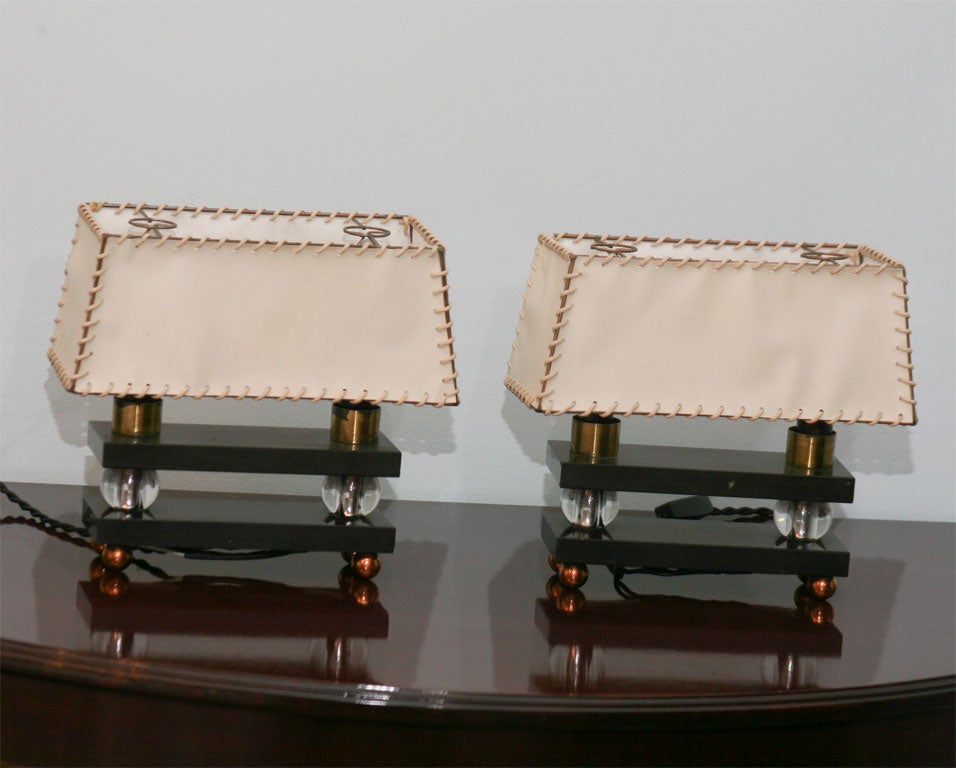 Marble base lamp with parchment shade
