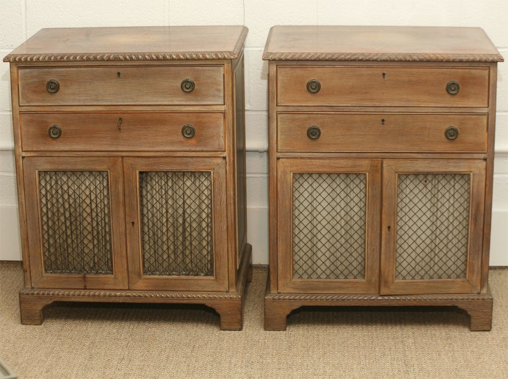 Pair of cerused oak bedside tables